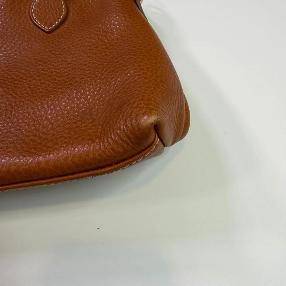 Dooney & Bourke Vintage Pebbled Tan Leather Handbag Y2K Preppy Quiet Luxury Zip - Picture 12 of 13